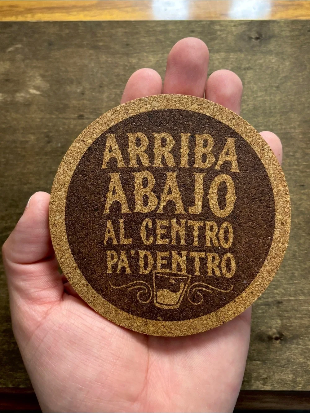 Funny Spanish Alcohol Quote Laser Engraved Cork Coaster